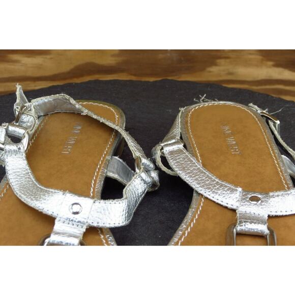 Nine West Size 6.5 M Silver Gladiator Synthetic Women Sandal Shoes - Picture 3 of 8